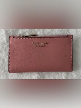 Kate Spade New York Rose Pink Saffiano Zip Wallet Gently Used